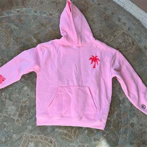 Pink Palm Puff Hoodie Pullover Pink Hoodie