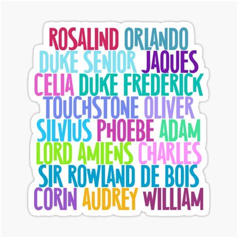 "Shakespeare's As You Like It Characters" Sticker for Sale by ...