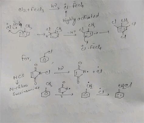 The Reaction Of Toluene With Cl In Presence Of Fecl Gives X And