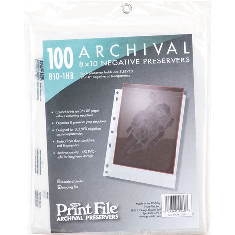 Print File Archival Storage Page For Negatives 8x10 034 0260