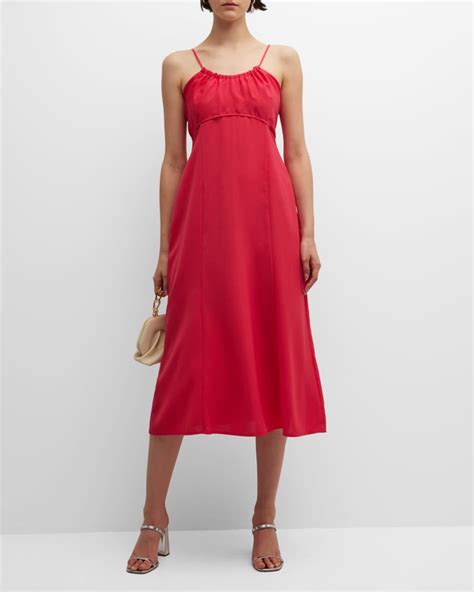 Emporio Armani Sleeveless Scoop Neck Crepe Midi Dress Neiman Marcus