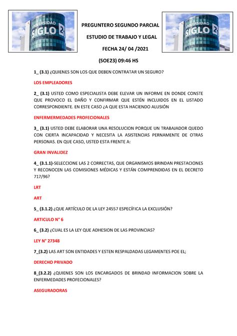 Legal Segundo Parcial 24 04 PREGUNTERO SEGUNDO PARCIAL ESTUDIO DE