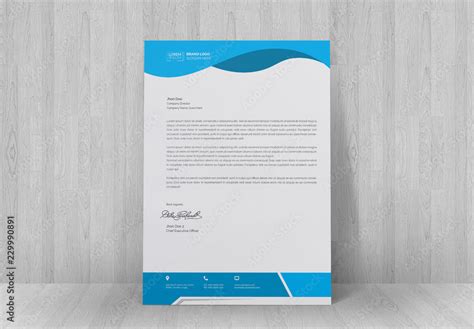 Letterhead Layout With Blue Header And Footer Stock Template Adobe Stock