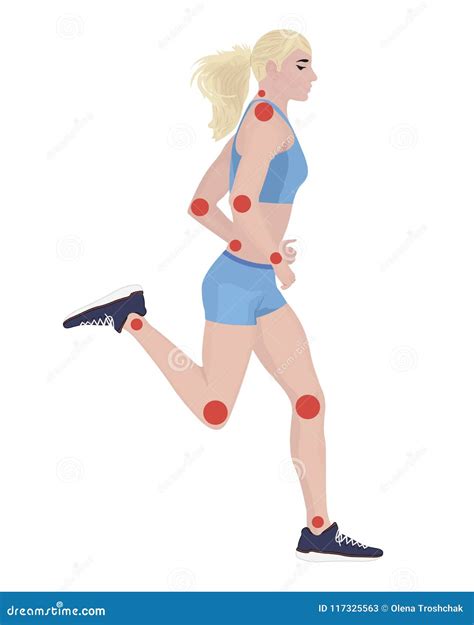 Joint Pain From Infected Or Injury Female Body Cartoon Vector