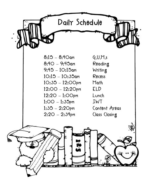 Classroom Schedule Clip Art