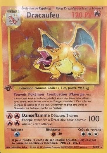 Dracaufeu Dition Holographique Carte Pok Mon Set De Base