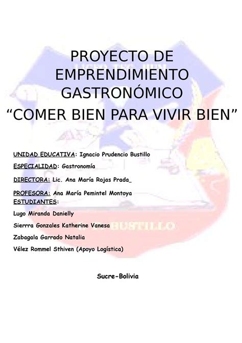 Estructura DE Proyecto DE Emprendimiento PROYECTO DE EMPRENDIMIENTO