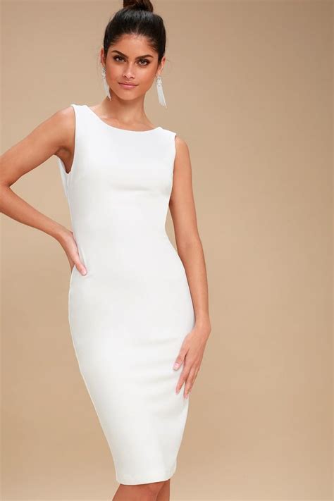 So Stunning White Backless Midi Dress White Dresses For Women White