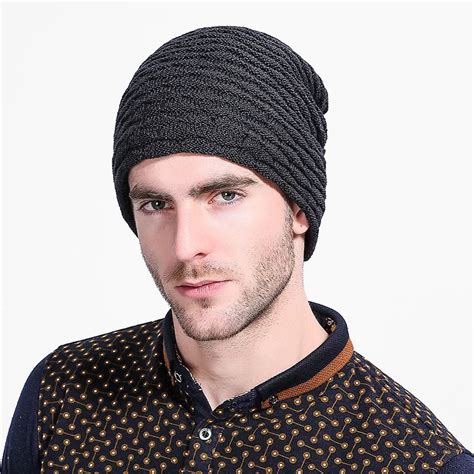 Winter Hats For Men Wool Knitted Hat Warm Beanies Solid Colours Warmer Lattice Cap Skullies