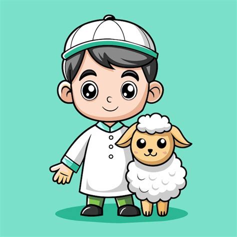 Vector De Dibujos Animados De Saludos De Eid Sonrientes De Un Ni O