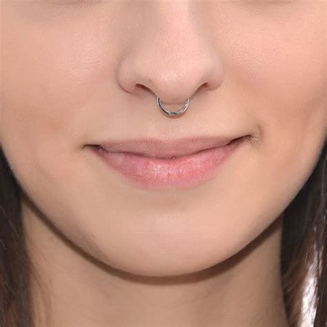 Hammered Silver Septum Ring 16g Nose Ring Septum Piercing