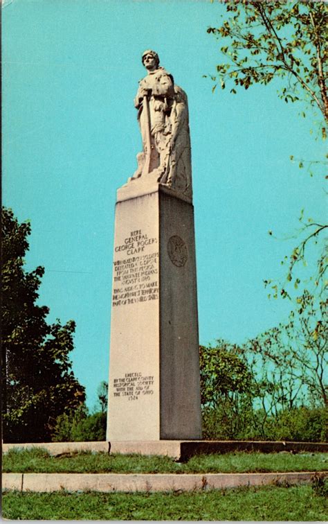 Springfield Ohio George Rogers Clark Memorial Statue Chrome Postcard