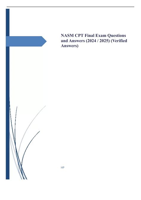 NASM CPT Final Exam Questions And Answers 2024 2025 Verified