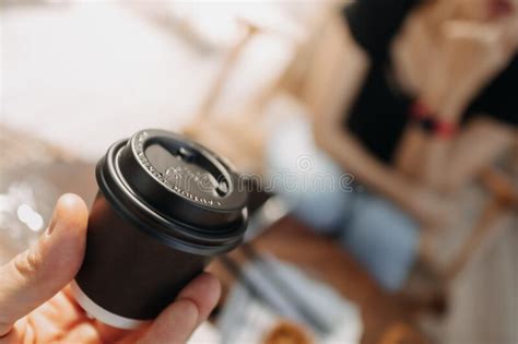 Presenting Black Cup Of Hot Coffee In A Cafe Stock Photo Image Of