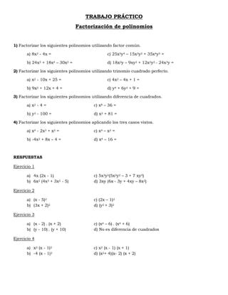 Tp Factorizacion De Polinomios Pdf