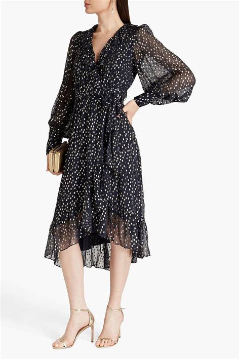 Zimmermann Ruffled Metallic Fil Coupé Silk Blend Crepon Midi Wrap Dress