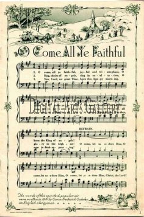 Vintage Sheet Music O Come All Ye Faithful Vintage Download Etsy