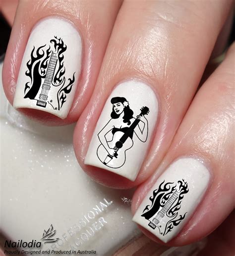 Guitar Player Nail Art Decal Sticker Nailodia