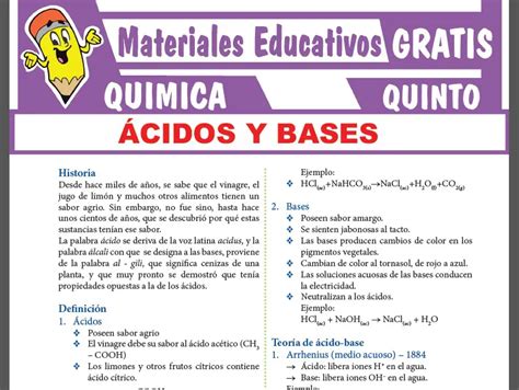 Cidos Y Bases Para Quinto Grado De Secundaria Materiales Educativos