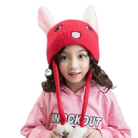 XEONGKVI gorro de punto con Orejas de conejo para niños gorros cálidos