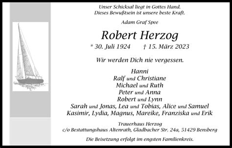 Traueranzeigen Von Robert Herzog Wirtrauern