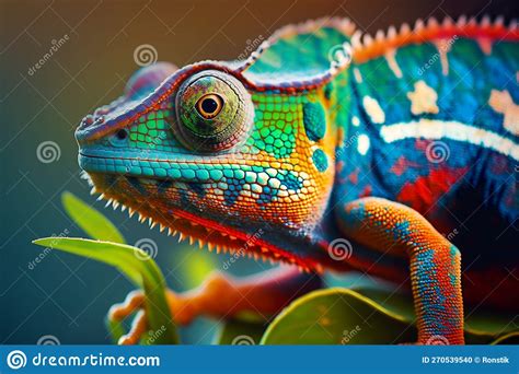 Colorful Chameleon Lizard Generative Ai Stock Illustration