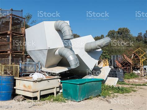 Old Air Conditioner Duct In Junkyardwaiting For Recycling Stock Photo