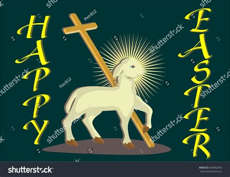 Easter Lamb Cross Happy Easter Wish Stock Vector Royalty Free