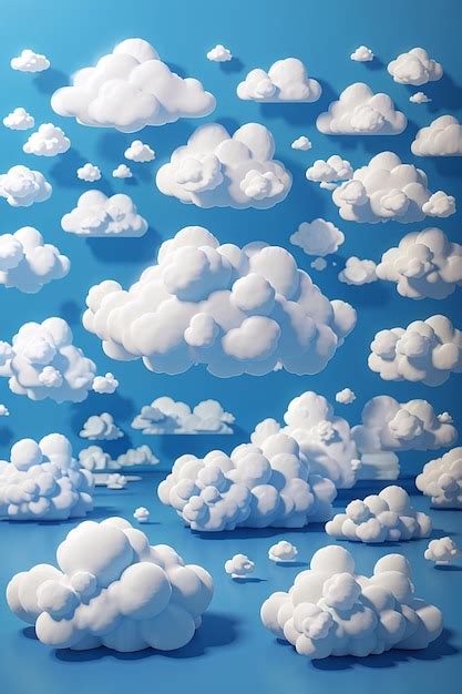 Premium Photo White 3d Clouds Set Isolated On A Blue Background