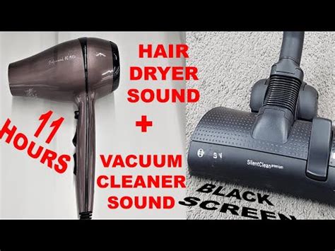 White Noise Mix Of Vacuum Cleaner Sound Hair Dryer Sound Black