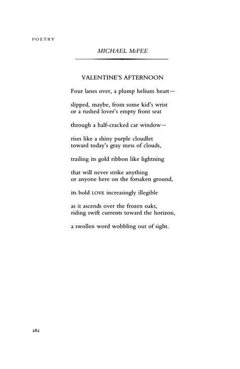 Valentines Afternoon By Michael Mcfee Poetry Magazine