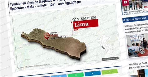 Ltimo Sismo En Per Temblor De De Magnitud Con Epicentro En Mala