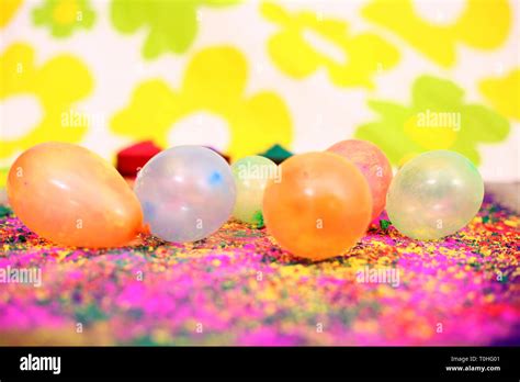 Picture Of Colorful Organic Holi Color And Water Balloons For Holi Fun