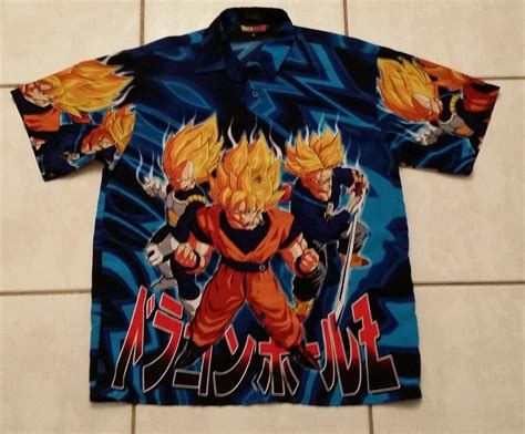 Rare Dragonball Z Japanese Anime Goku Button Up Shirt Men S Xl Button