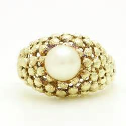 14k yellow gold ring with natural pearl - Catawiki