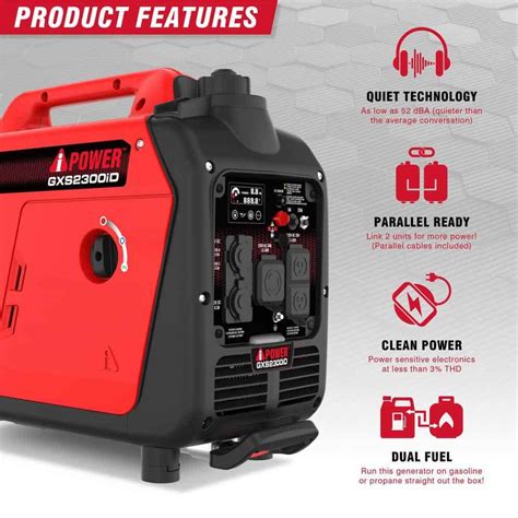 A Ipower Gxs2300id 2300 Watt Recoil Start Gas Propane Powered Ultra Light Weight Inverter