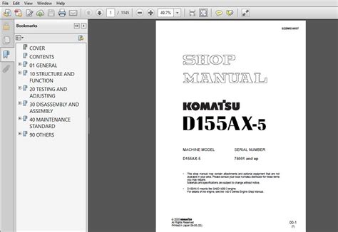 Komatsu D Ax Crawler Bulldozer Shop Manual Sebm Pdf