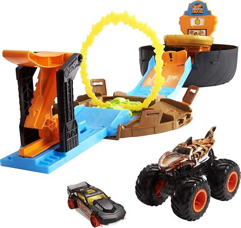 Hot Wheels Monster Trucks Stunt Tire Play Set Opens To Reveal Arena With Launcher 1 Hot Wheels