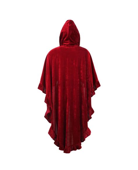 Velvet Hooded Cloak With Ruffles Red Nightshade Corsets