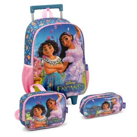 Kit Escolar Infantil Mochila De Rodinhas Lancheira Estojo Encanto