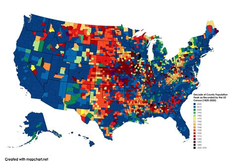 The Decade Every U.S. County Peaked In Population As Recorded by the US ...
