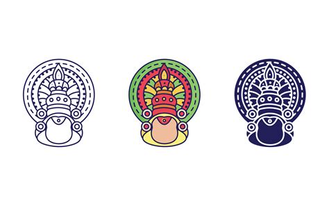 Outline Kathakali Icon Vector Art At Vecteezy