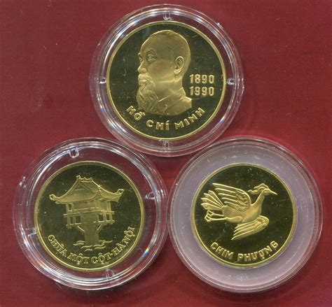 Vietnam 5 10 20 Dong 3 Münzen Coins Set 1989 Ho Chi Minh Pagoda Bird