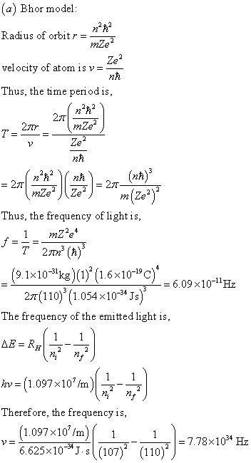 Solved A Use The Bohr Model To Calculate The Frequency Of