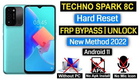 Tecno Spark C Hard Reset Frp Bypass Android Without Pc Without