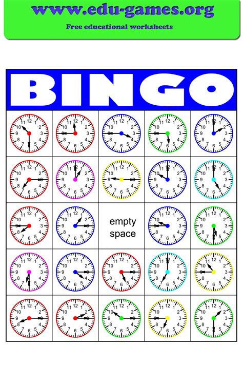 Printable Telling Time Board Game