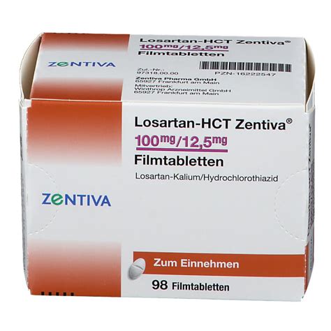 Losartan HCT Zentiva 100 Mg 12 5 Mg 98 St Mit Dem E Rezept Kaufen