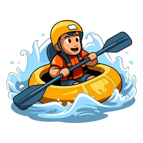 Premium Vector Cartoon Boy In A Kayak Isolated On White Background