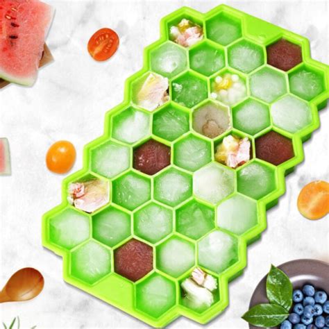 Silicone Honeycomb Movable 37 Ice Tray With Removable Lid Silicone Ice