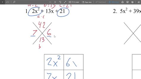 Factoring Quadratics When A Is Not D Youtube